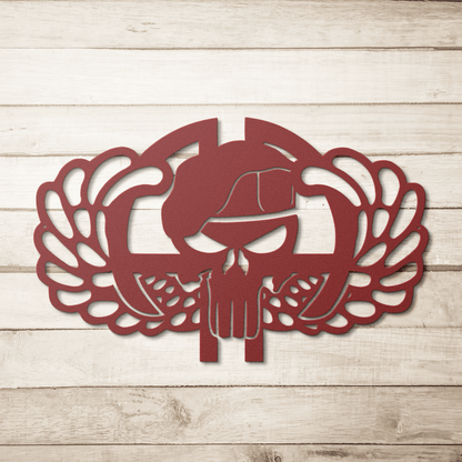 82nd Skull & Wings Metal Wall Art | Airborne Tribute - MAIKERU STUDIO