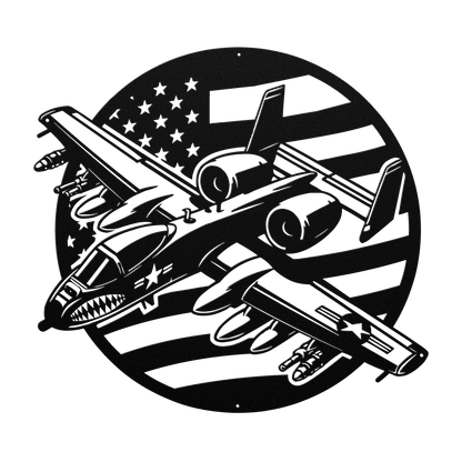 A - 10 Warthog "BRRRRRT" Patriotic Metal Wall Art - Power. Precision. Patriotism. - MAIKERU STUDIO