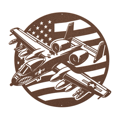 A - 10 Warthog "BRRRRRT" Patriotic Metal Wall Art - Power. Precision. Patriotism. - MAIKERU STUDIO