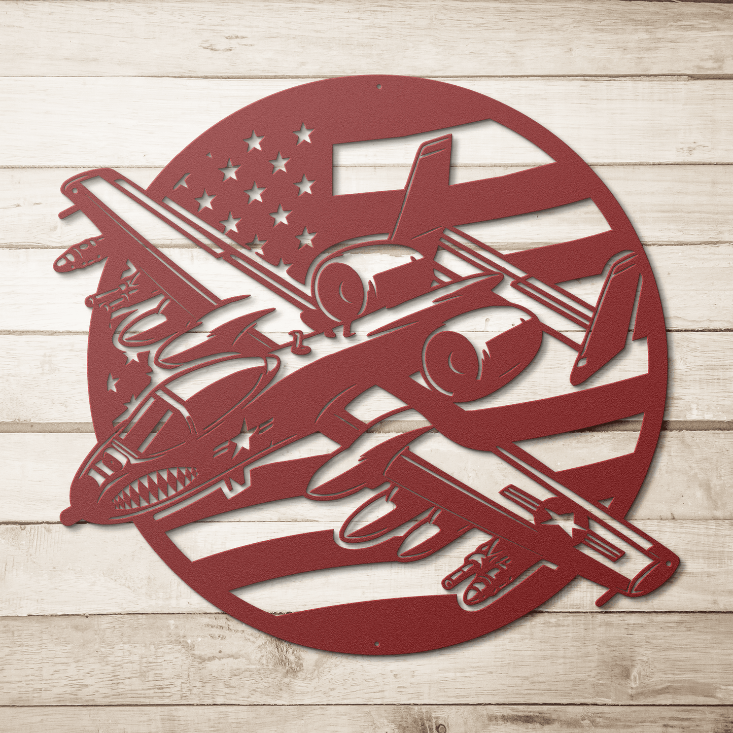A - 10 Warthog "BRRRRRT" Patriotic Metal Wall Art - Power. Precision. Patriotism. - MAIKERU STUDIO