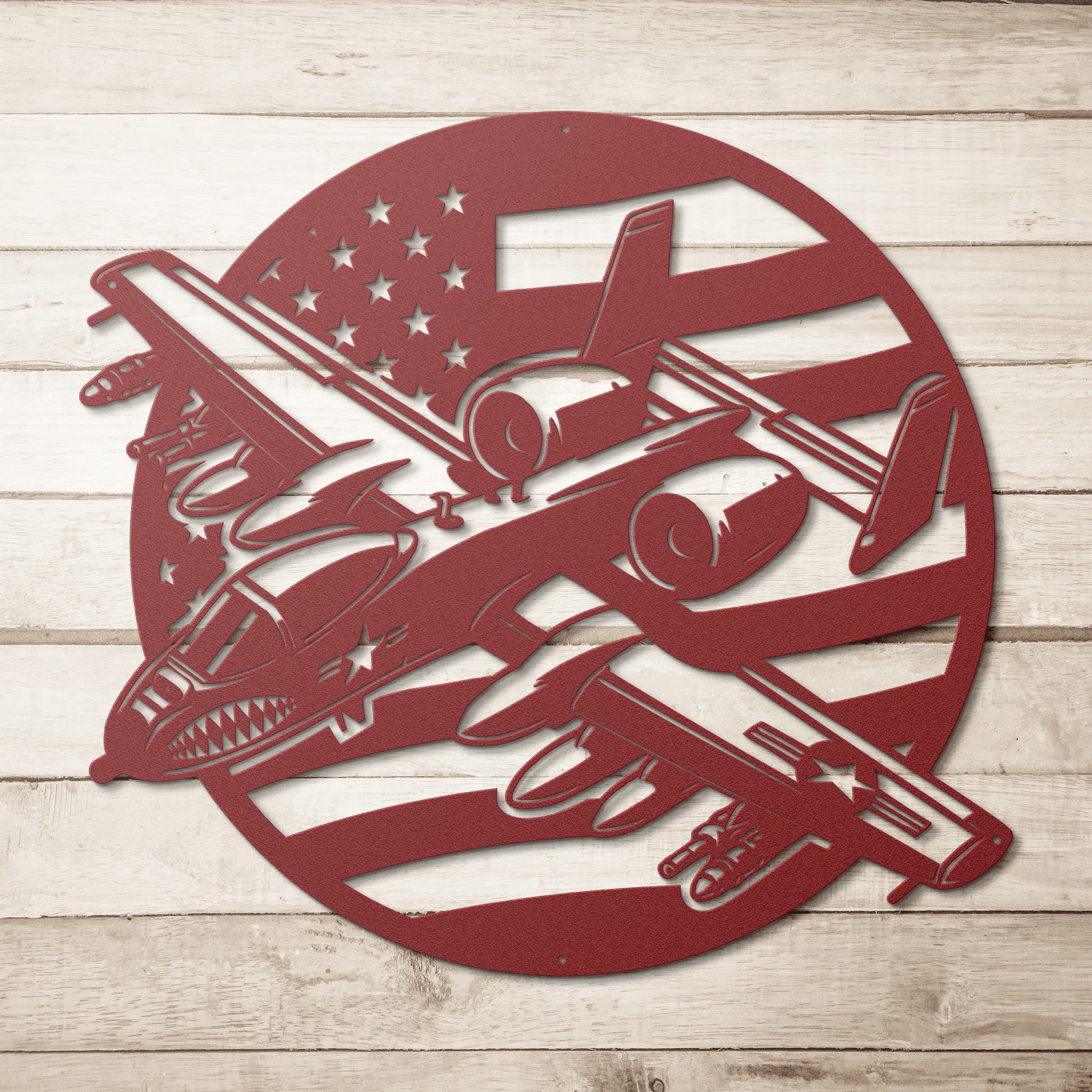 A - 10 Warthog "BRRRRRT" Patriotic Metal Wall Art - Power. Precision. Patriotism. - MAIKERU STUDIO