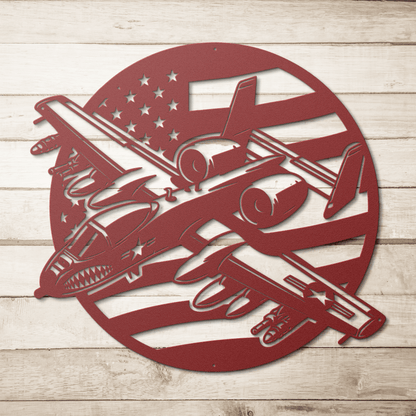 A - 10 Warthog "BRRRRRT" Patriotic Metal Wall Art - Power. Precision. Patriotism. - MAIKERU STUDIO