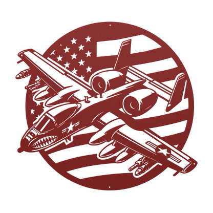 A - 10 Warthog "BRRRRRT" Patriotic Metal Wall Art - Power. Precision. Patriotism. - MAIKERU STUDIO