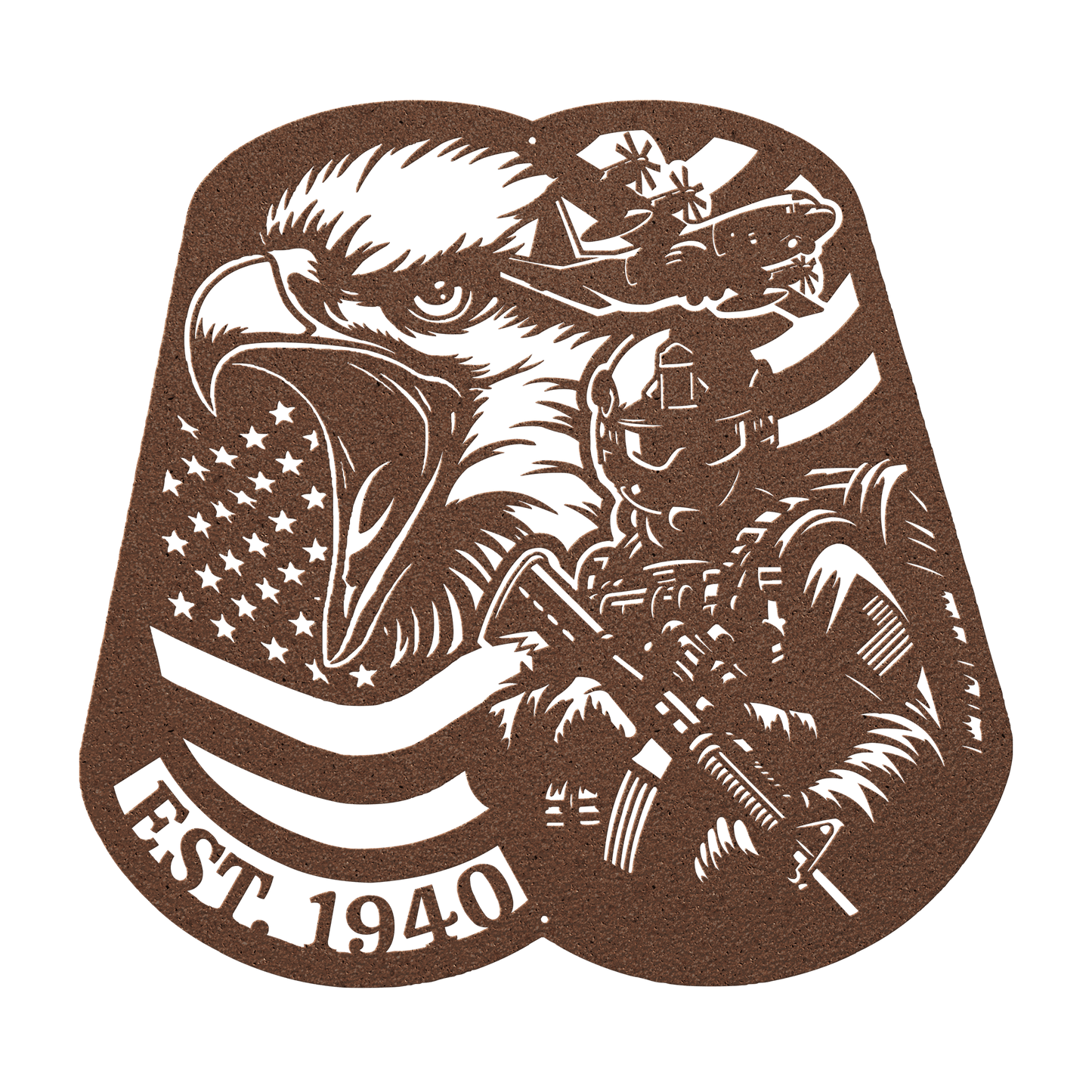 Airborne Screaming Eagle Dog Tag Metal Wall Art | EST. 1940 - MAIKERU STUDIO