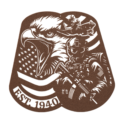 Airborne Screaming Eagle Dog Tag Metal Wall Art | EST. 1940 - MAIKERU STUDIO