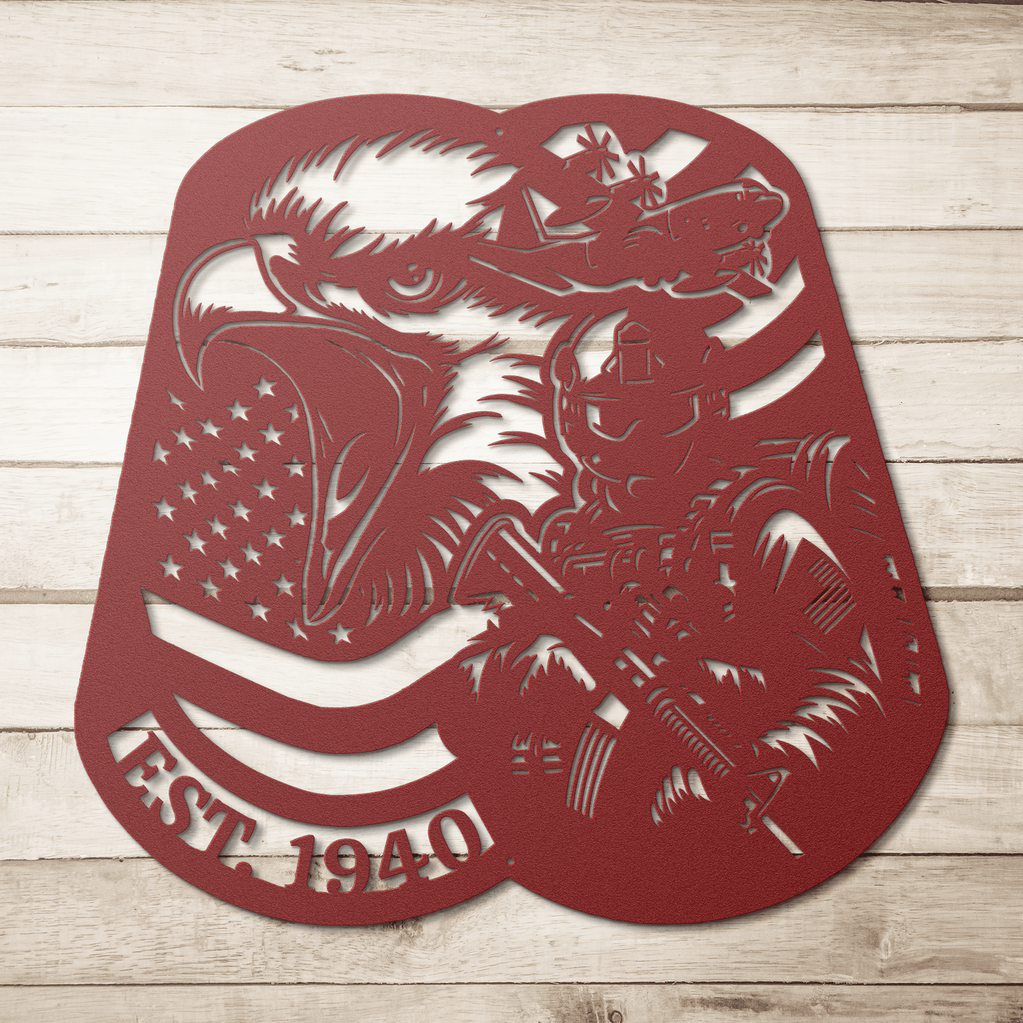 Airborne Screaming Eagle Dog Tag Metal Wall Art | EST. 1940 - MAIKERU STUDIO