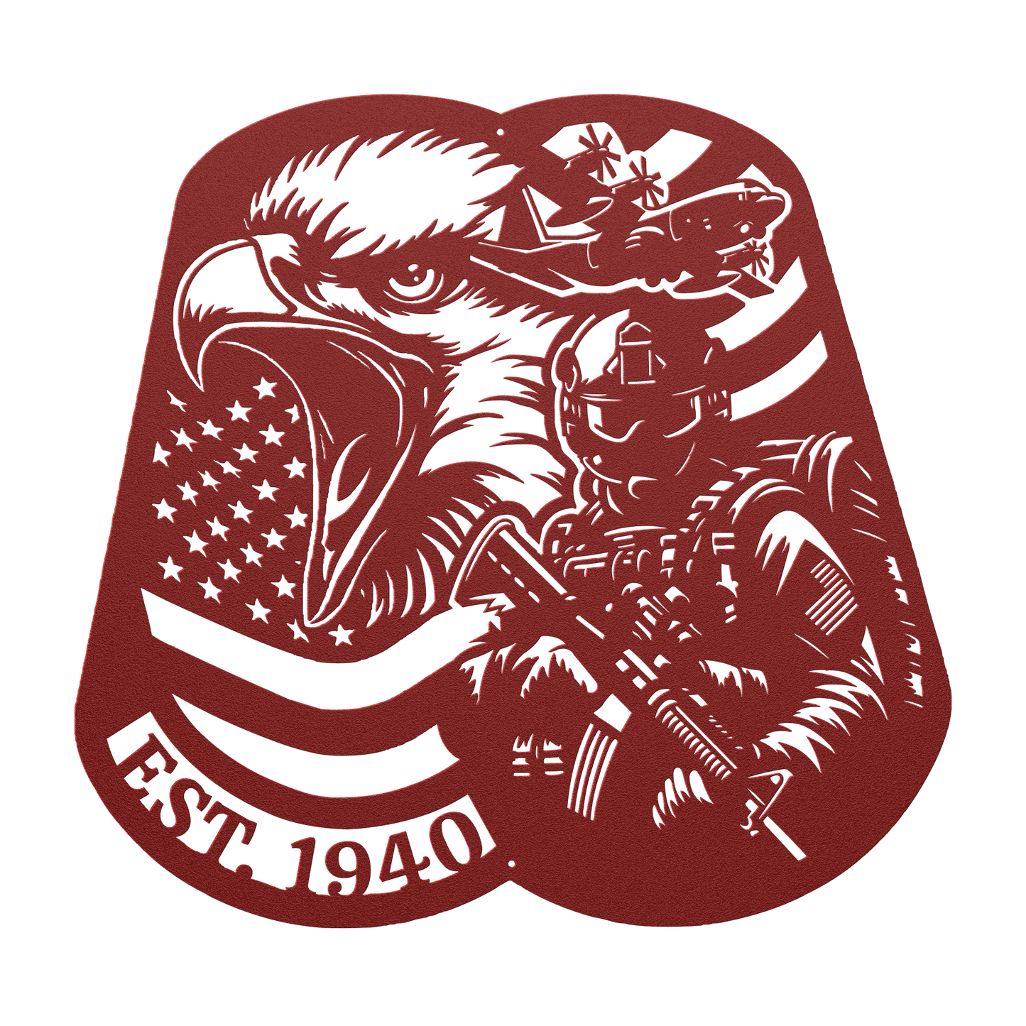 Airborne Screaming Eagle Dog Tag Metal Wall Art | EST. 1940 - MAIKERU STUDIO