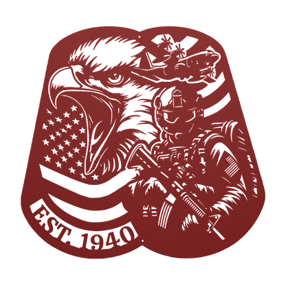 Airborne Screaming Eagle Dog Tag Metal Wall Art | EST. 1940 - MAIKERU STUDIO