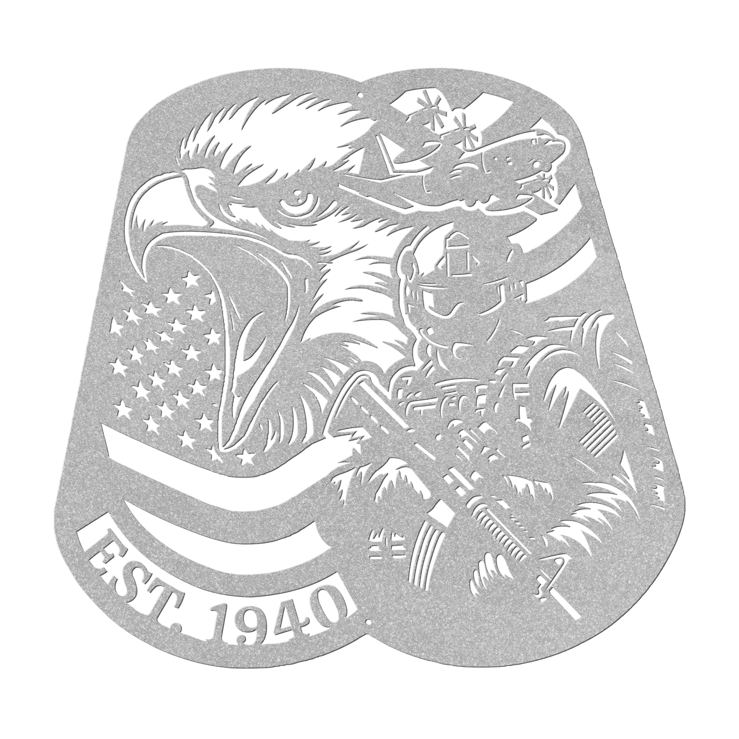 Airborne Screaming Eagle Dog Tag Metal Wall Art | EST. 1940 - MAIKERU STUDIO