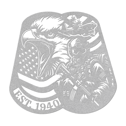 Airborne Screaming Eagle Dog Tag Metal Wall Art | EST. 1940 - MAIKERU STUDIO