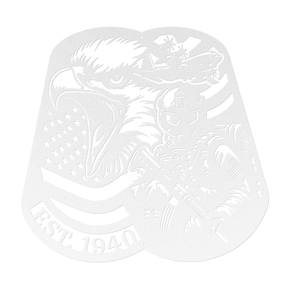 Airborne Screaming Eagle Dog Tag Metal Wall Art | EST. 1940 - MAIKERU STUDIO