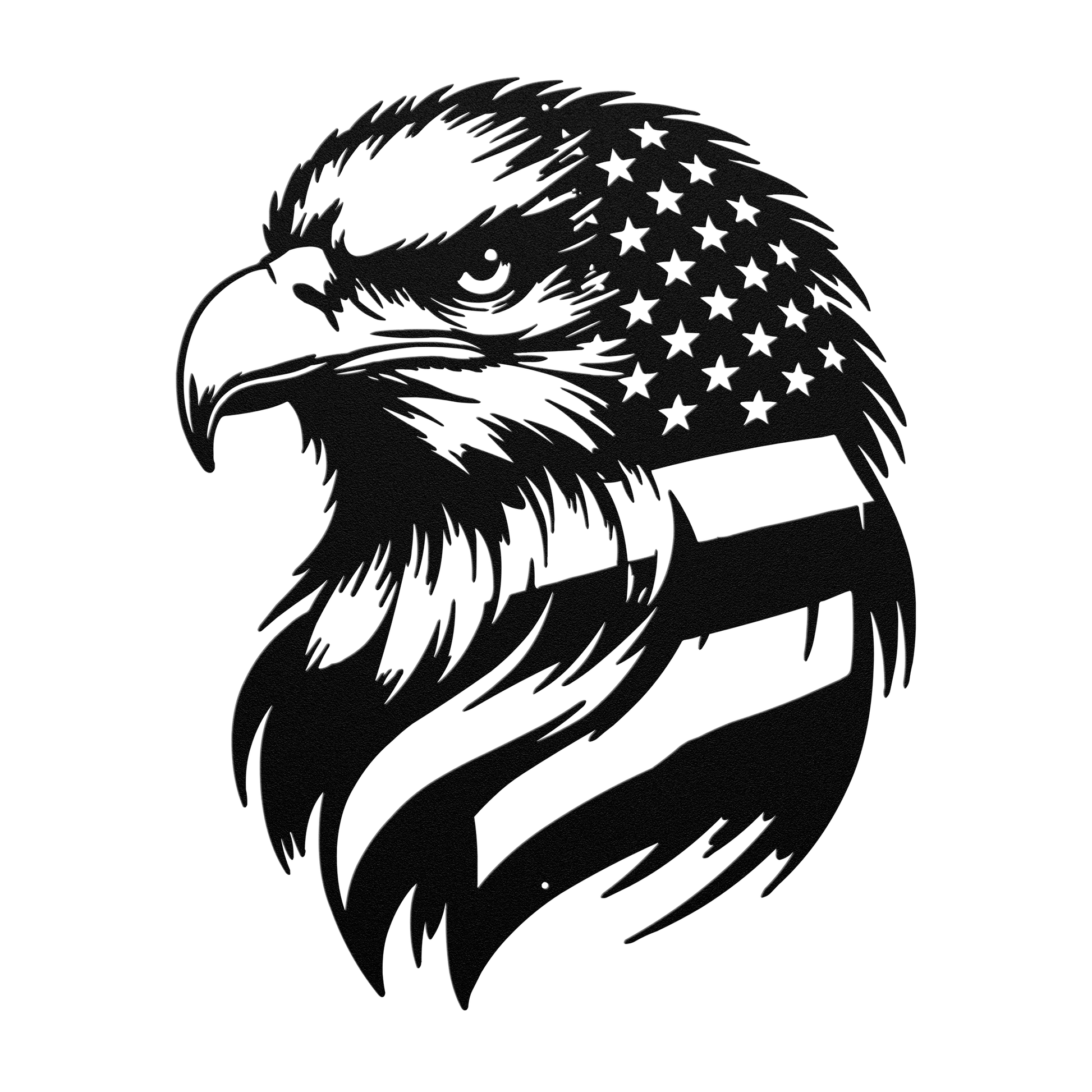 American Bald Eagle with Flag Patriotic Metal Wall Art - MAIKERU STUDIO