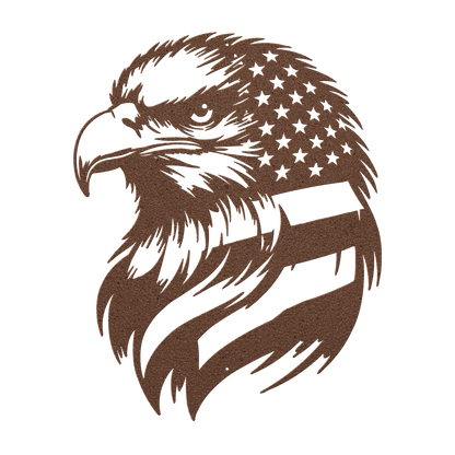 American Bald Eagle with Flag Patriotic Metal Wall Art - MAIKERU STUDIO