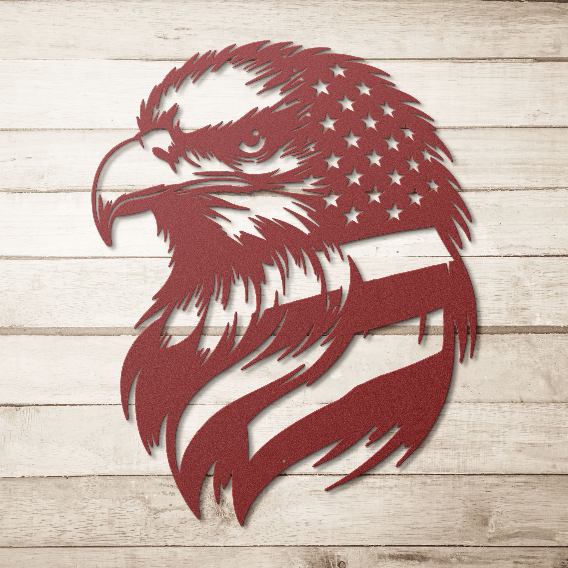 American Bald Eagle with Flag Patriotic Metal Wall Art - MAIKERU STUDIO
