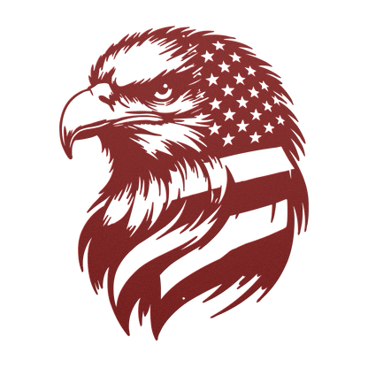 American Bald Eagle with Flag Patriotic Metal Wall Art - MAIKERU STUDIO
