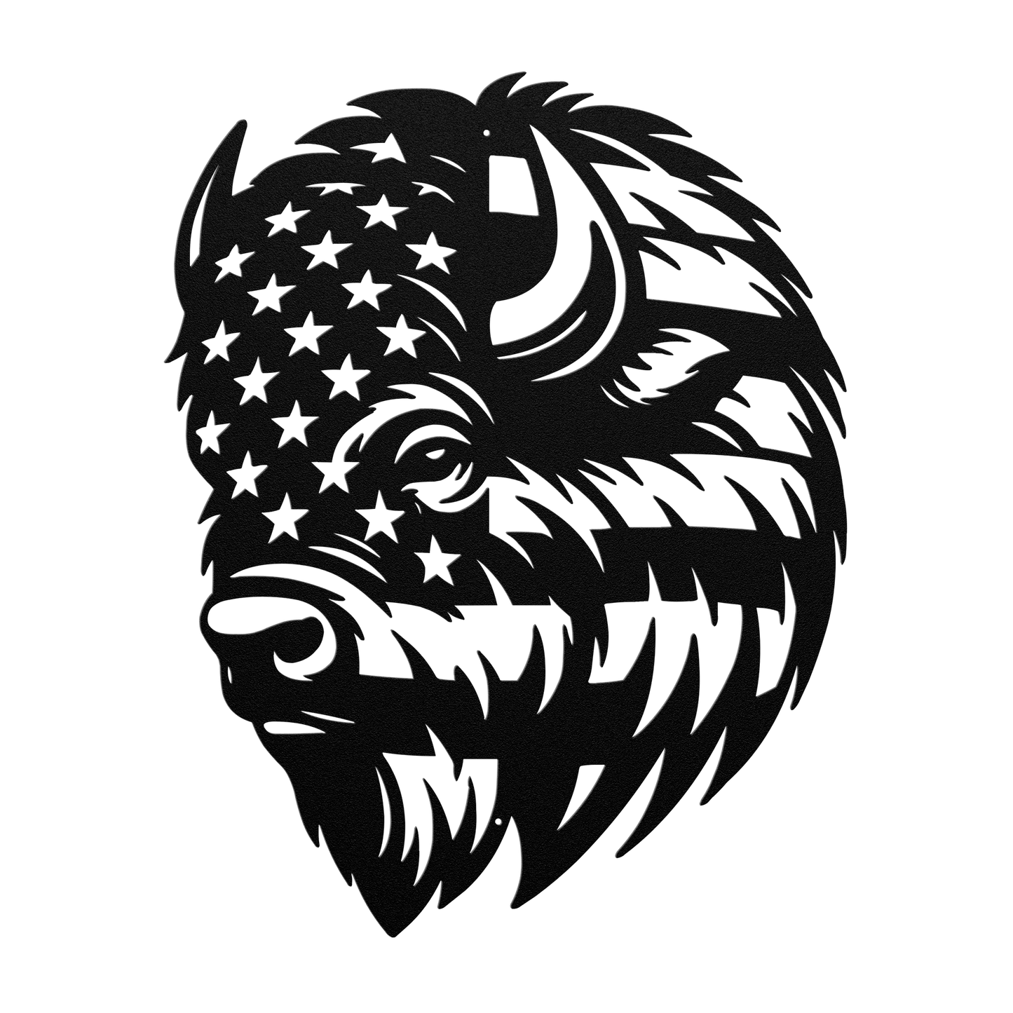 American Bison Metal Wall Art | Patriotic Bison Design American Flag - MAIKERU STUDIO