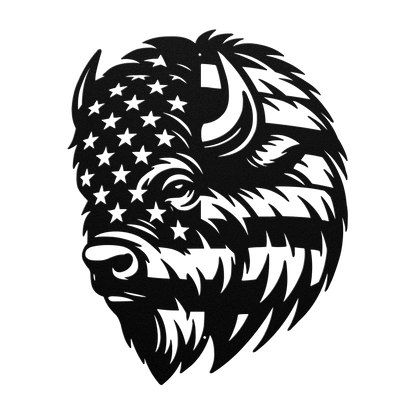 American Bison Metal Wall Art | Patriotic Bison Design American Flag - MAIKERU STUDIO