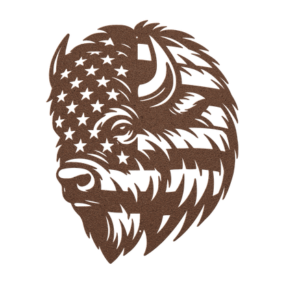 American Bison Metal Wall Art | Patriotic Bison Design American Flag - MAIKERU STUDIO