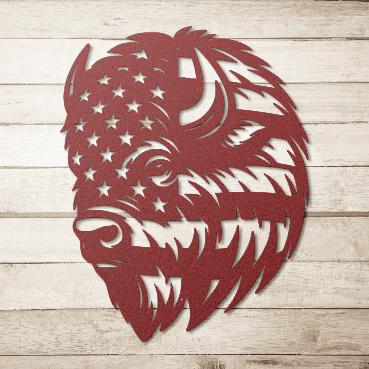 American Bison Metal Wall Art | Patriotic Bison Design American Flag - MAIKERU STUDIO