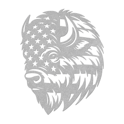American Bison Metal Wall Art | Patriotic Bison Design American Flag - MAIKERU STUDIO