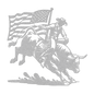 American Bull Rider With Flag Metal Wall Art - Western Rodeo Patriot Decor - MAIKERU STUDIO