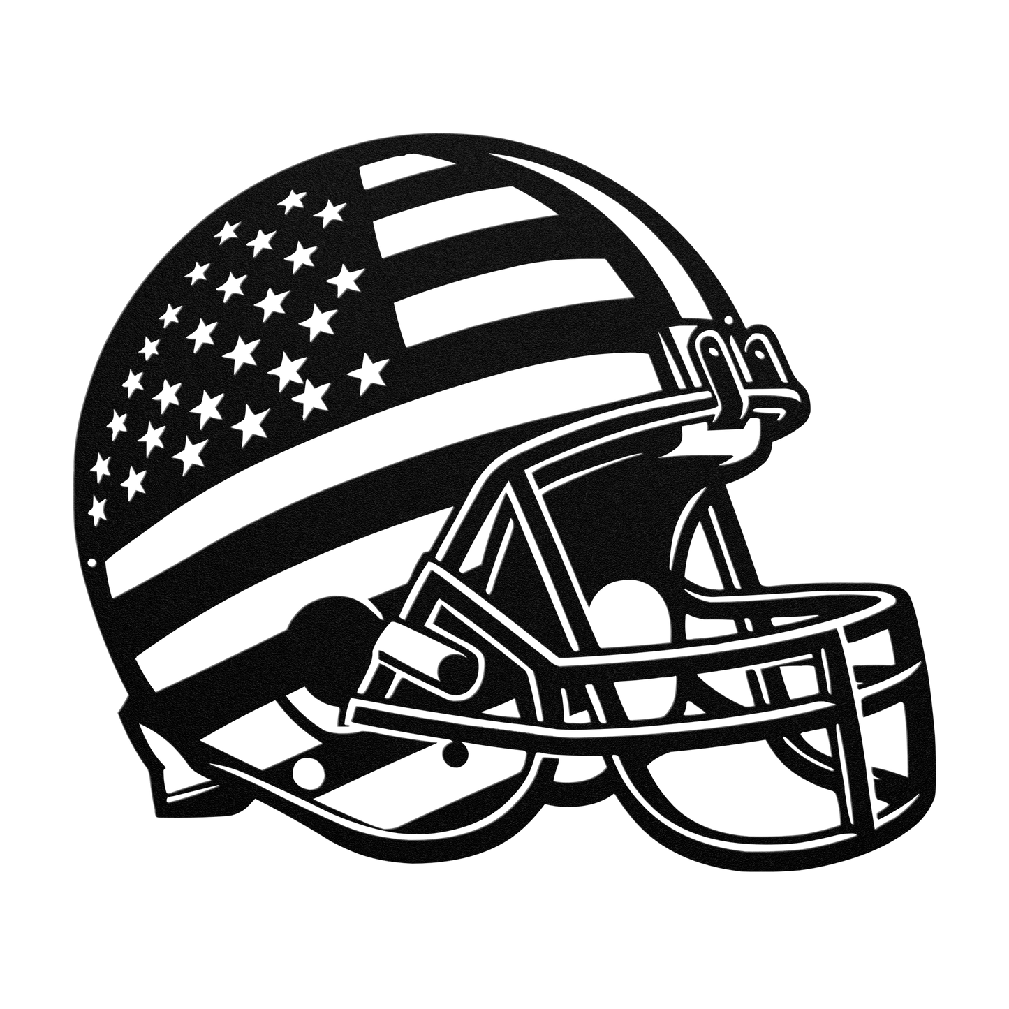 American Football Helmet With American Flag Metal Wall Art - MAIKERU STUDIO