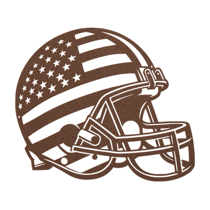 American Football Helmet With American Flag Metal Wall Art - MAIKERU STUDIO