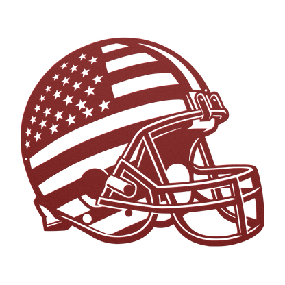 American Football Helmet With American Flag Metal Wall Art - MAIKERU STUDIO