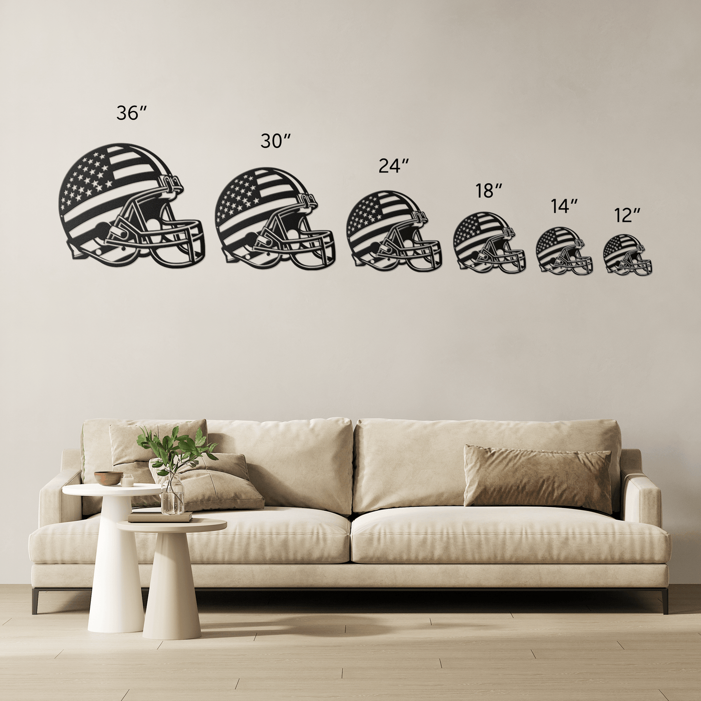 American Football Helmet With American Flag Metal Wall Art - MAIKERU STUDIO