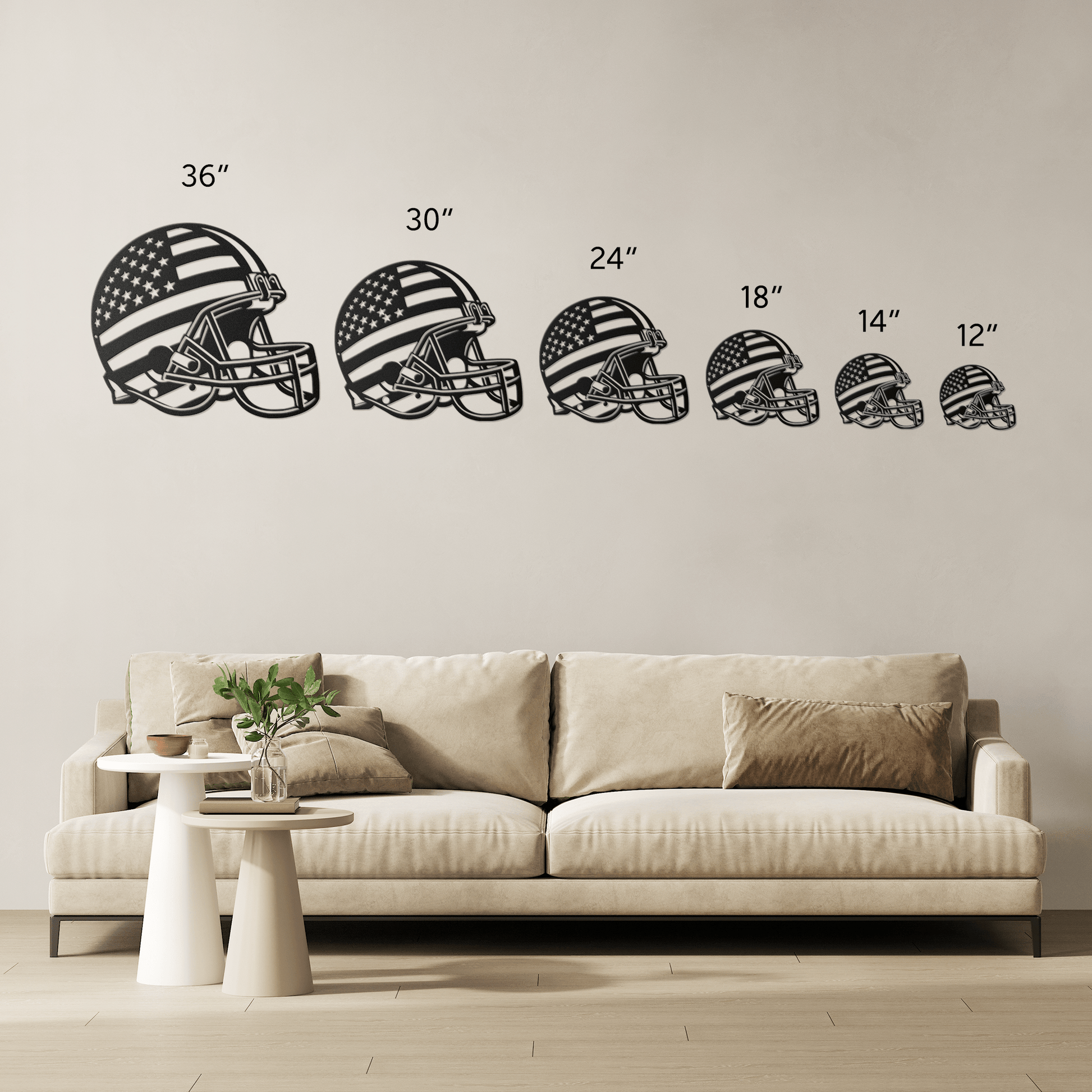 American Football Helmet With American Flag Metal Wall Art - MAIKERU STUDIO