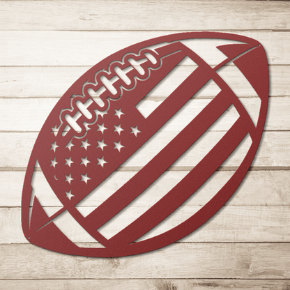 American Football With American Flag Metal Wall Art - MAIKERU STUDIO