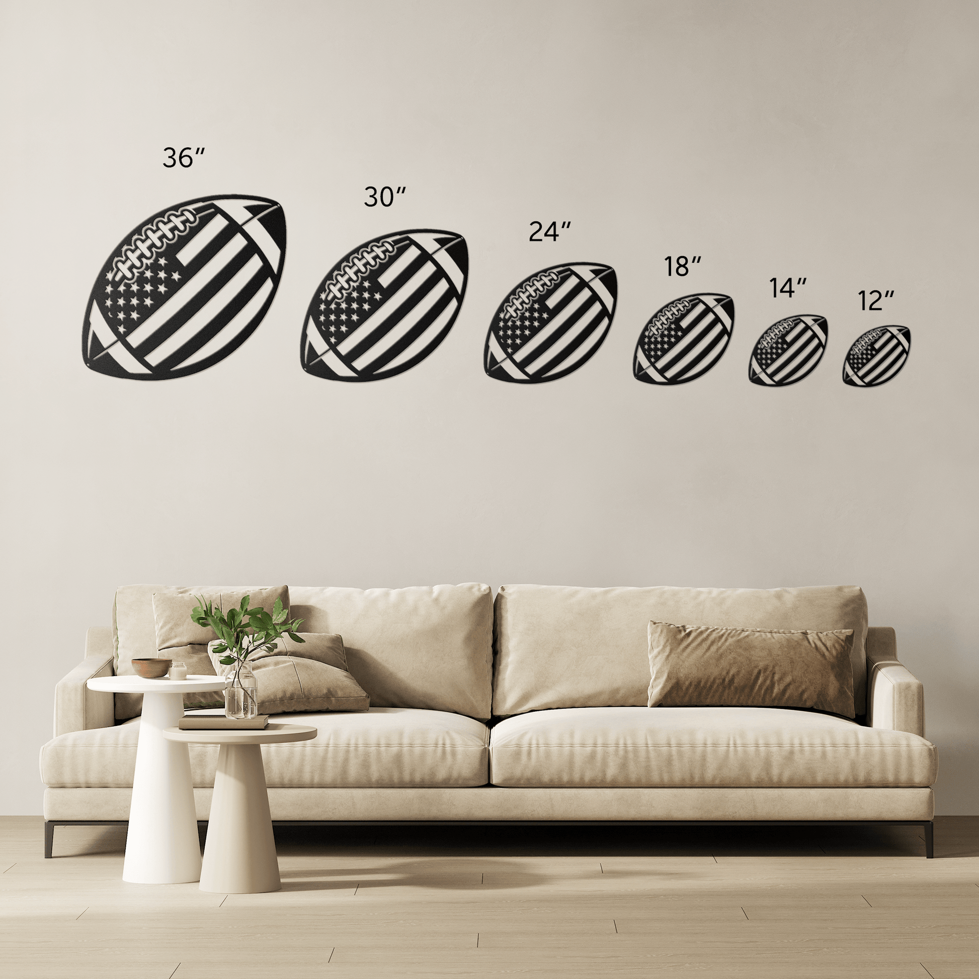 American Football With American Flag Metal Wall Art - MAIKERU STUDIO