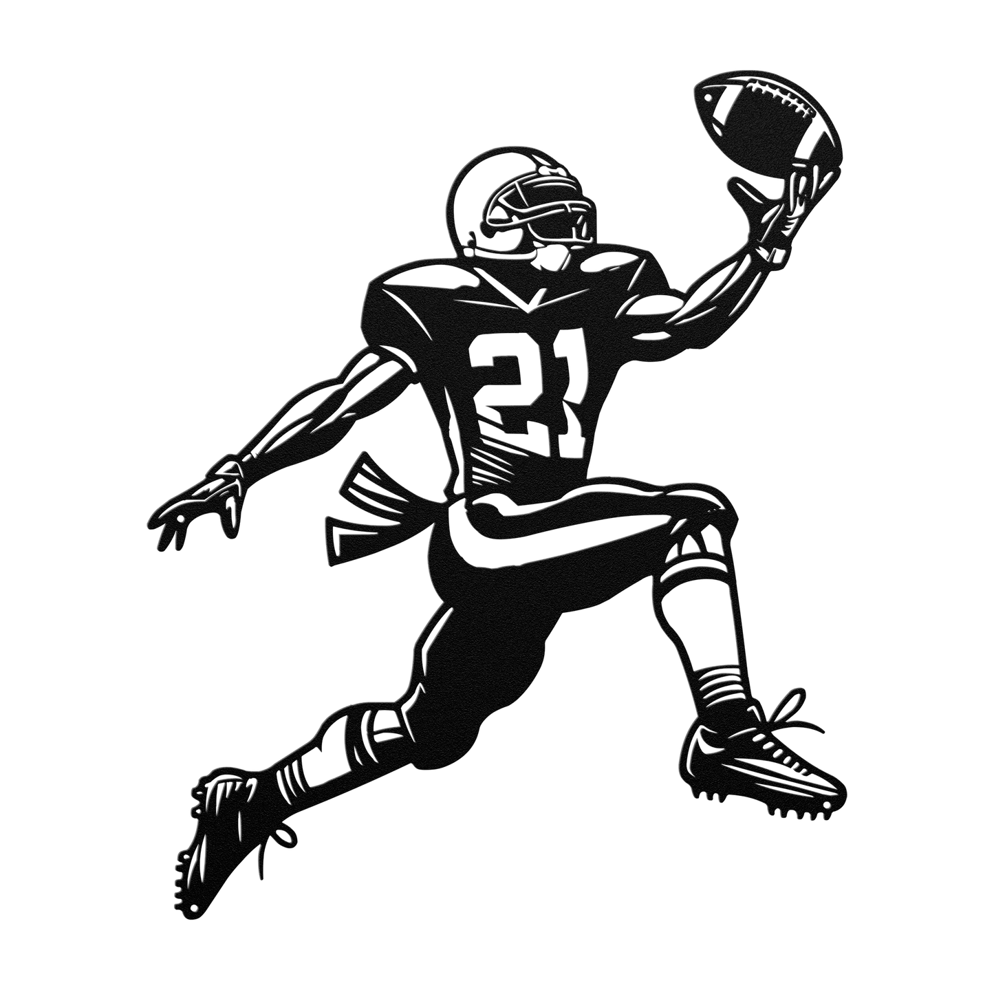 American Football Player Catching The Ball Metal Wall Art - MAIKERU STUDIO