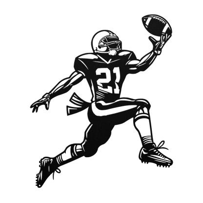 American Football Player Catching The Ball Metal Wall Art - MAIKERU STUDIO