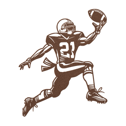 American Football Player Catching The Ball Metal Wall Art - MAIKERU STUDIO