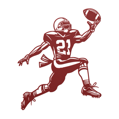 American Football Player Catching The Ball Metal Wall Art - MAIKERU STUDIO