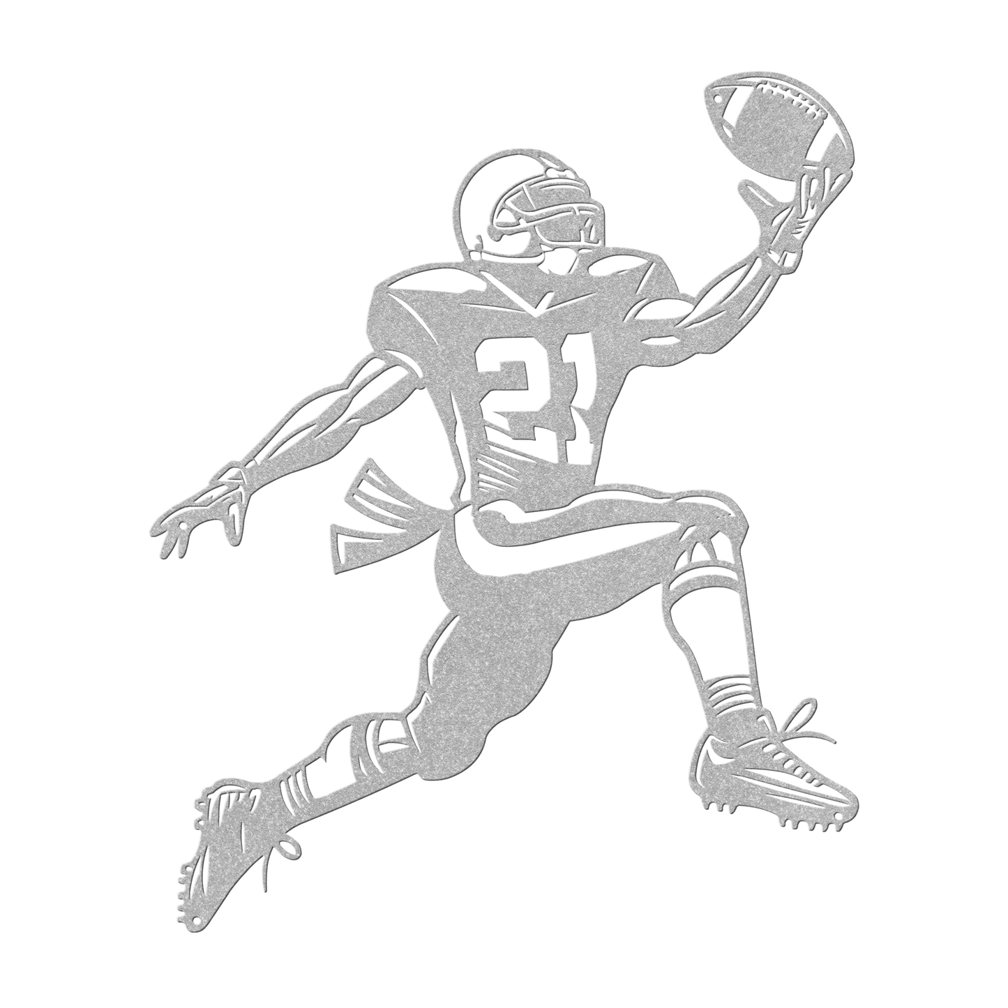 American Football Player Catching The Ball Metal Wall Art - MAIKERU STUDIO