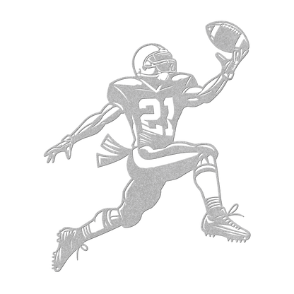 American Football Player Catching The Ball Metal Wall Art - MAIKERU STUDIO