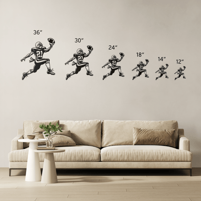 American Football Player Catching The Ball Metal Wall Art - MAIKERU STUDIO