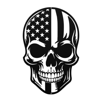 American Skull - Stand Free Or Die Patriotic Metal Wall art - MAIKERU STUDIO