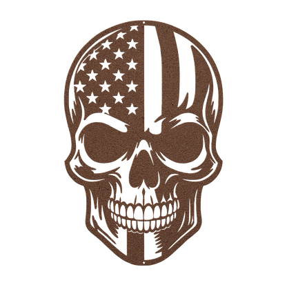 American Skull - Stand Free Or Die Patriotic Metal Wall art - MAIKERU STUDIO