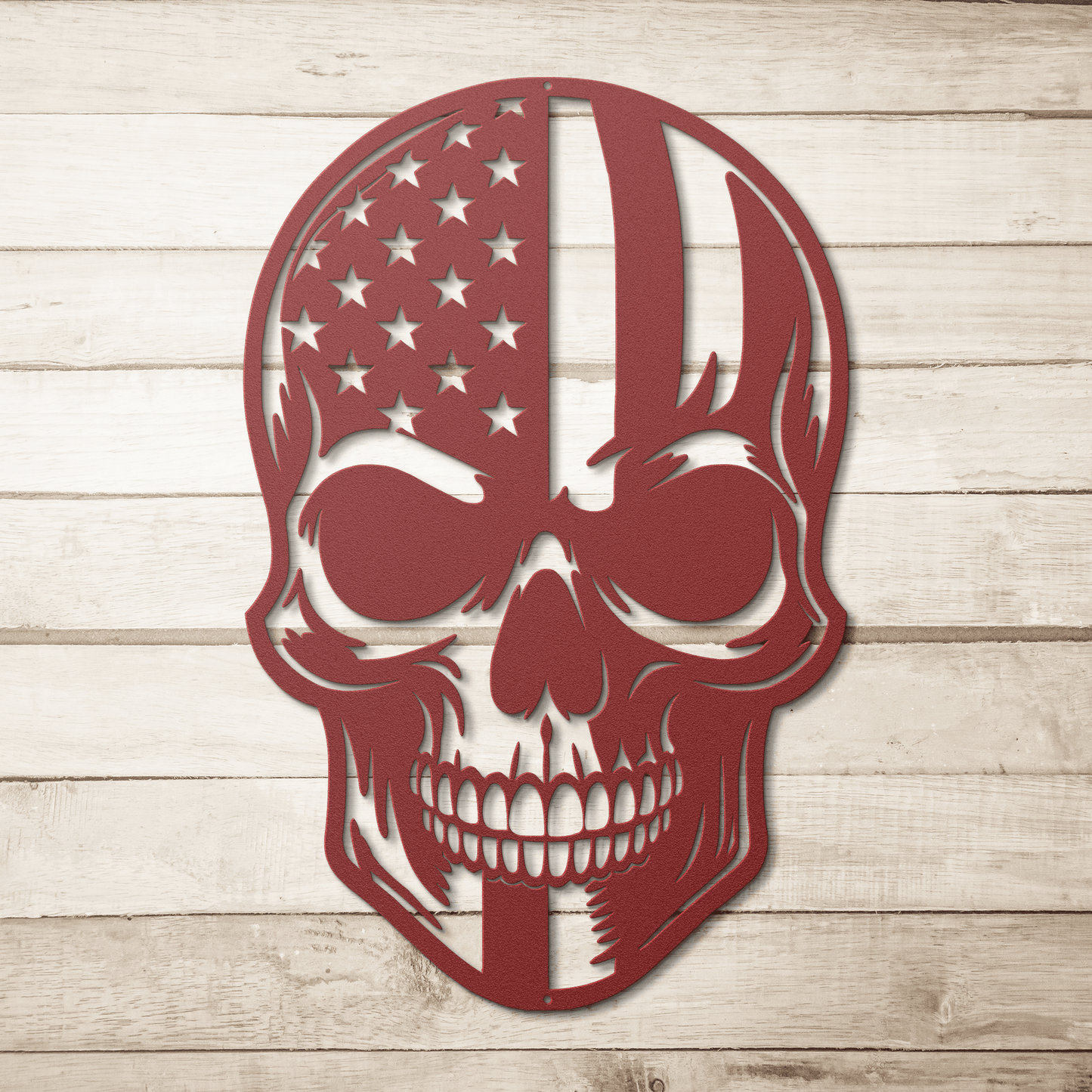 American Skull - Stand Free Or Die Patriotic Metal Wall art - MAIKERU STUDIO