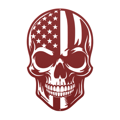 American Skull - Stand Free Or Die Patriotic Metal Wall art - MAIKERU STUDIO