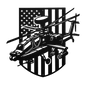 Apache Helicopter Metal Wall Art | AH - 64 with American Flag - MAIKERU STUDIO