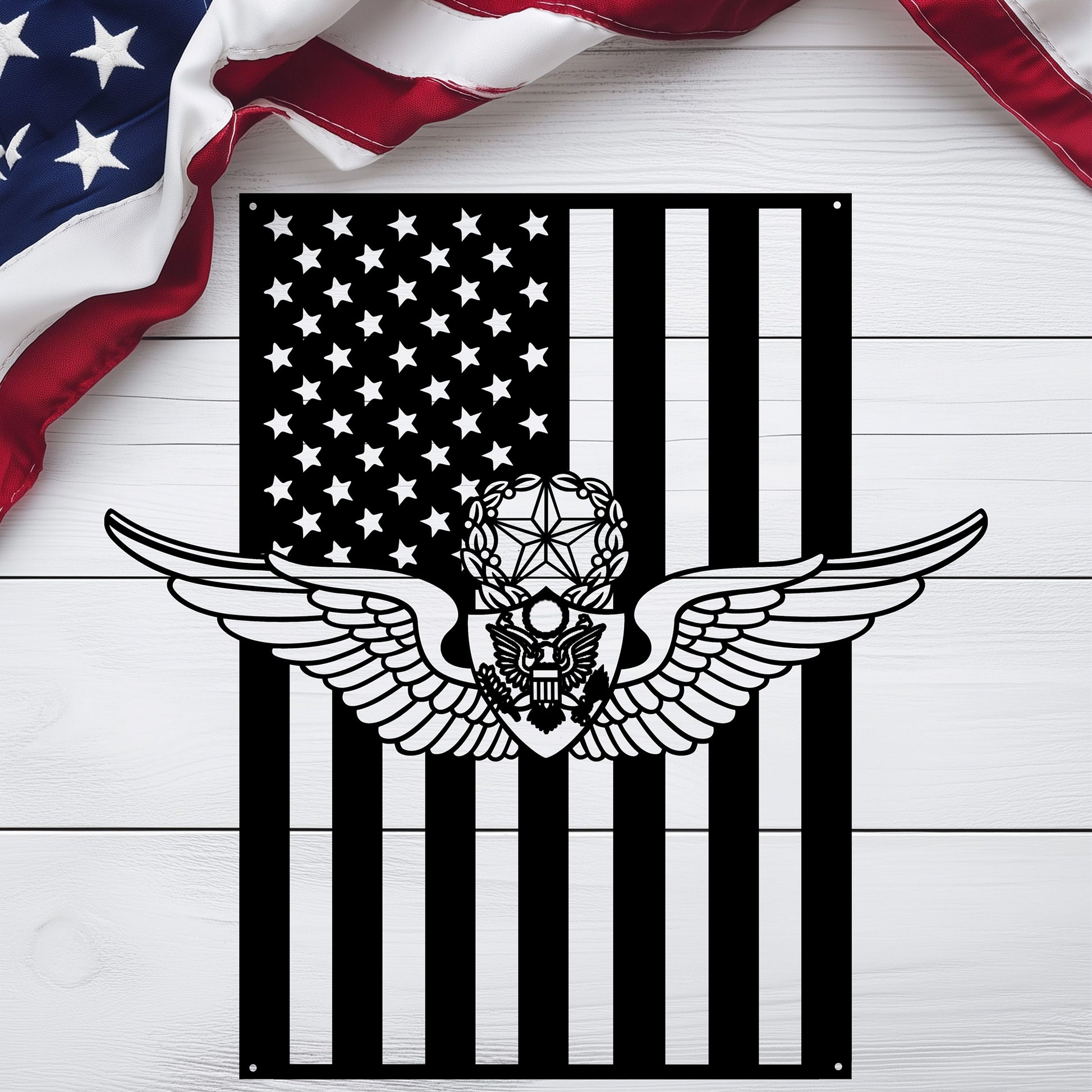 U.S. Army Master Aircrew Wings | American Flag Tribute - MAIKERU STUDIO