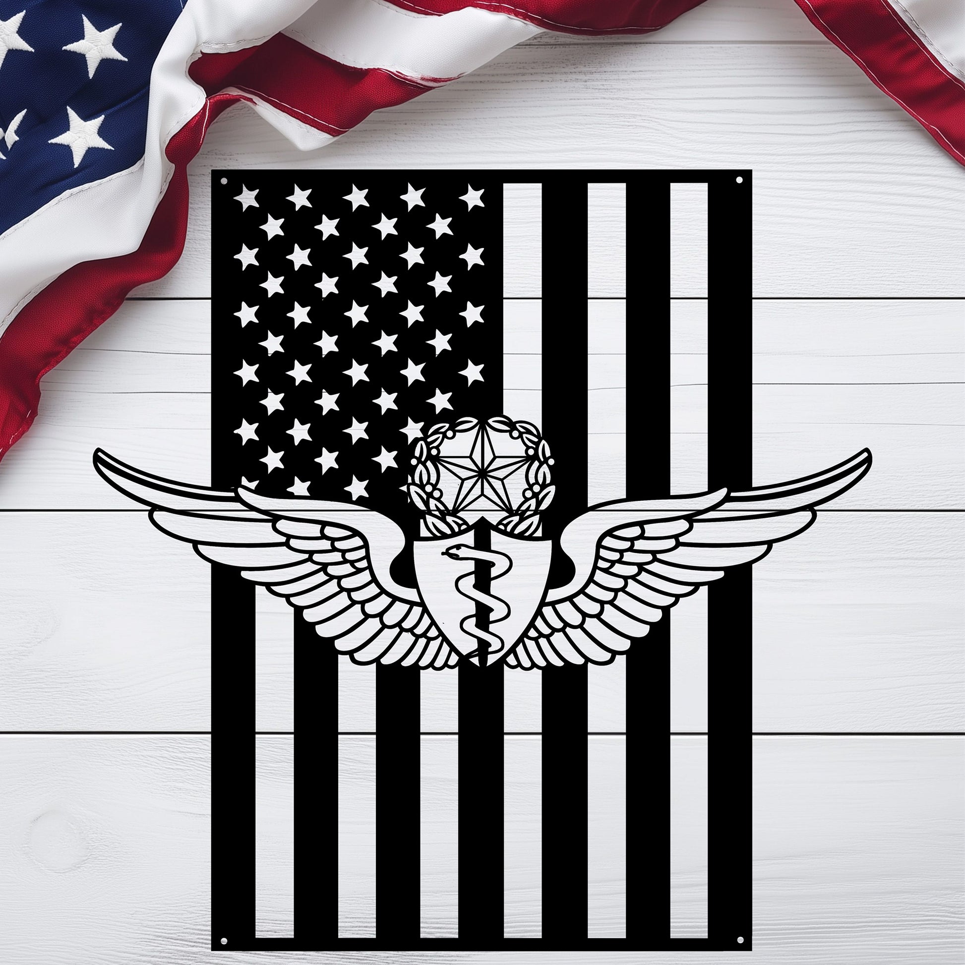 U.S. Army Master Flight Surgeon Wings | American Flag Tribute - MAIKERU STUDIO