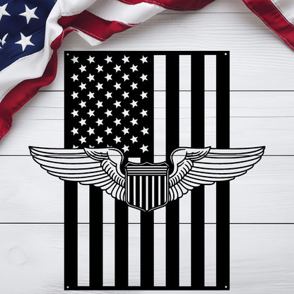 U.S. Air Force Pilot Wings | American Flag Tribute - MAIKERU STUDIO
