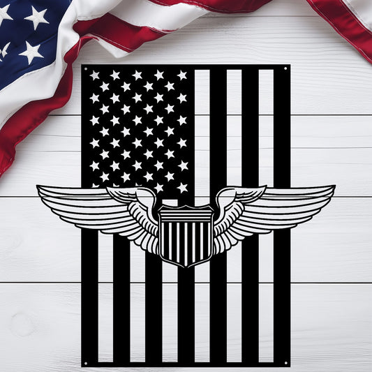 U.S. Air Force Pilot Wings | American Flag Tribute - MAIKERU STUDIO