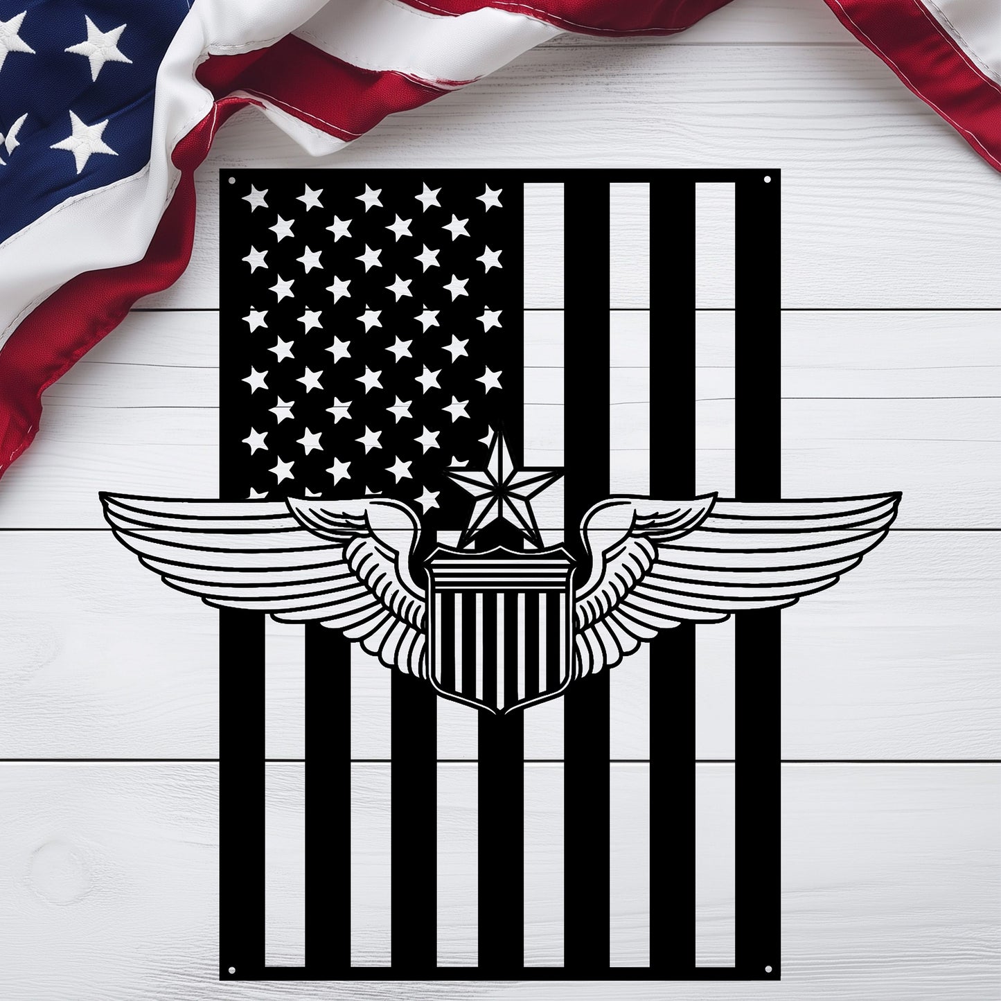U.S. Air Force Senior Pilot Wings | American Flag Tribute - MAIKERU STUDIO