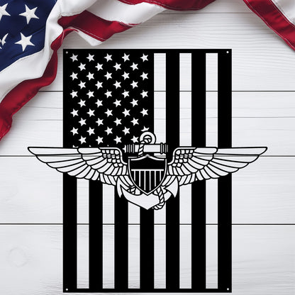 Naval Aviator Wings | American Flag Tribute - MAIKERU STUDIO